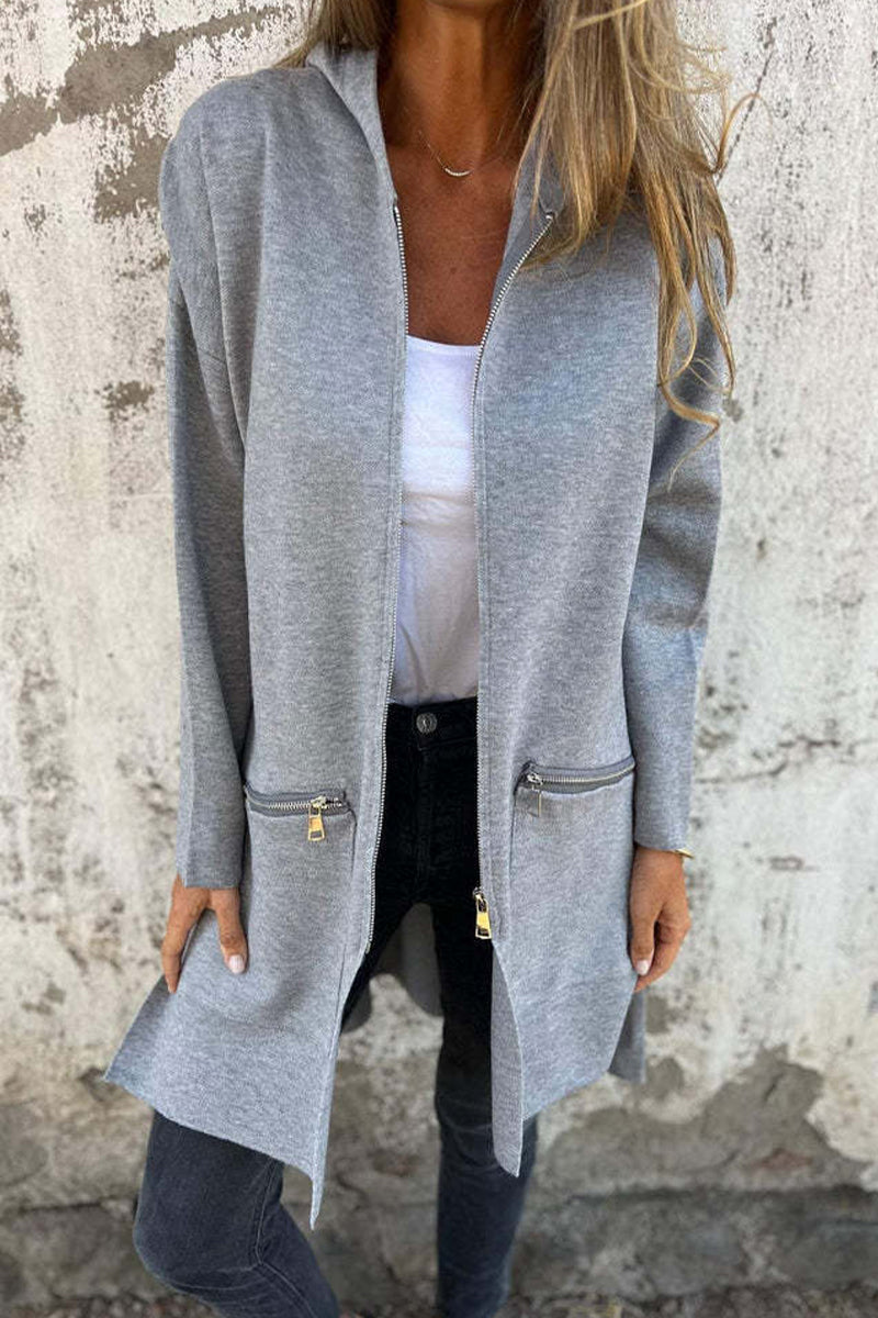 Stylish Hooded Zipper Jacket with Pocket in 5 Colors