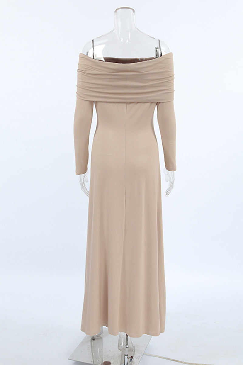 Elegant Ruched Off Shoulder Long Dresses - Fashionpara