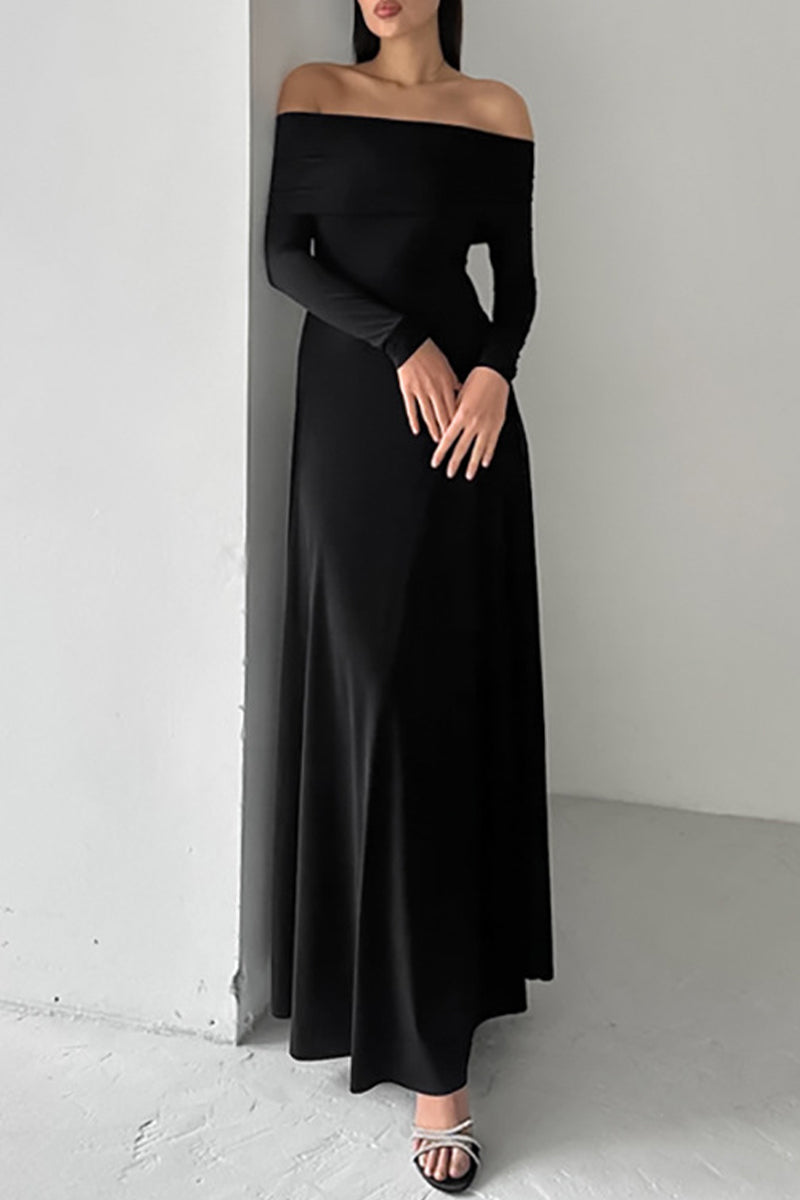 Elegant Ruched Off Shoulder Long Dresses - Fashionpara