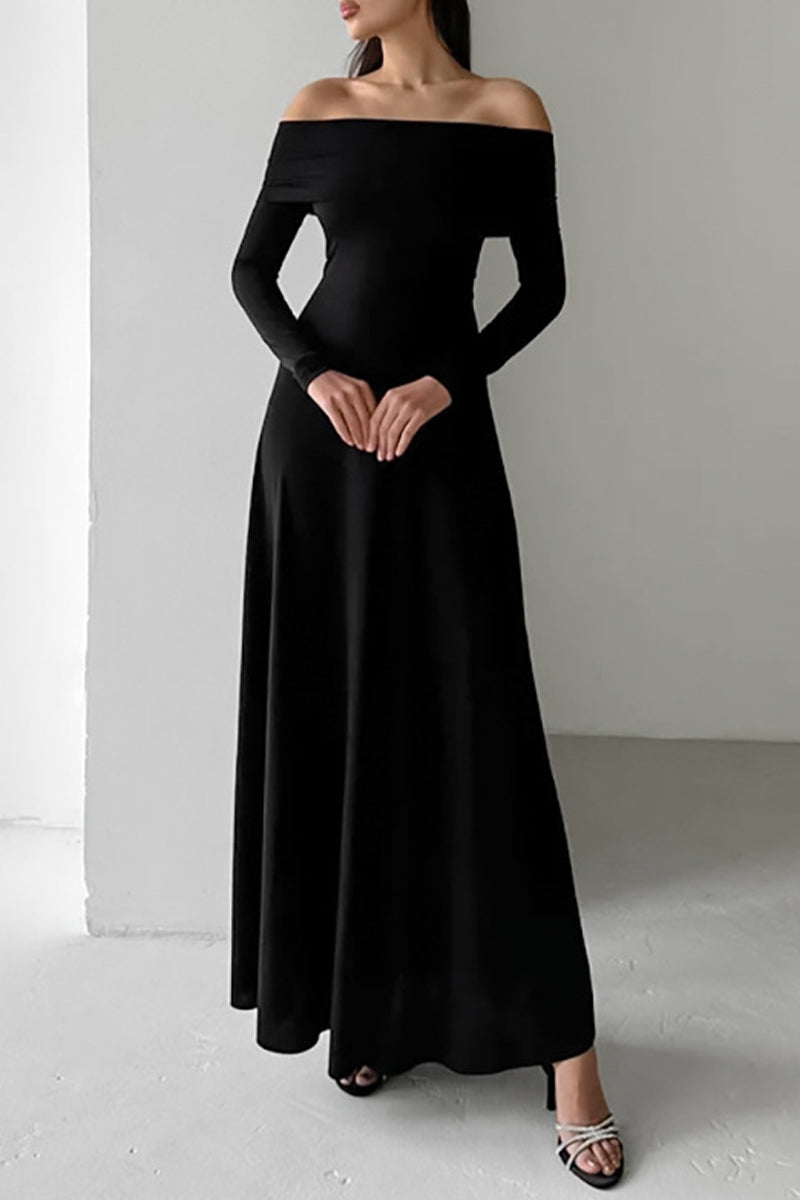 Elegant Ruched Off Shoulder Long Dresses - Fashionpara