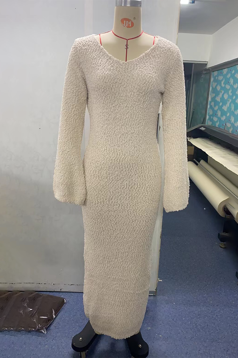 Sexy Solid Color Hollow Out O Neck Dresses - Fashionpara