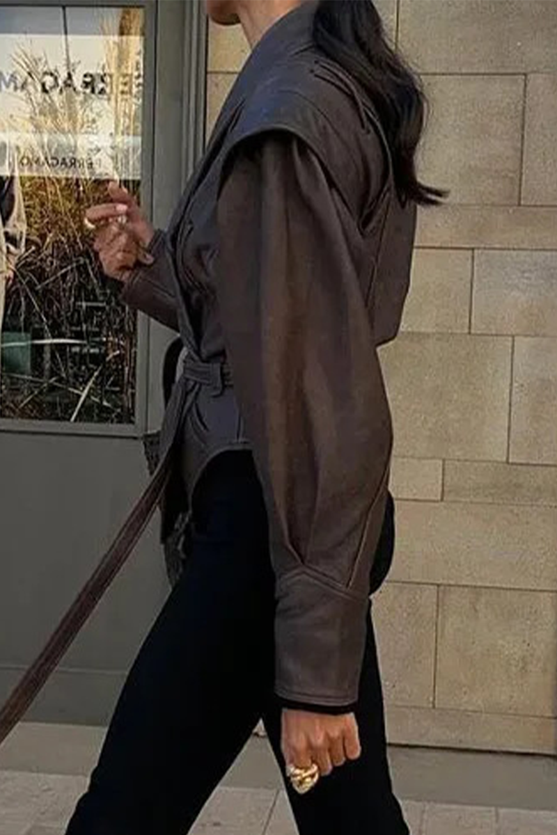 Stylish Turndown Collar Casual Patchwork Outerwear Jacket