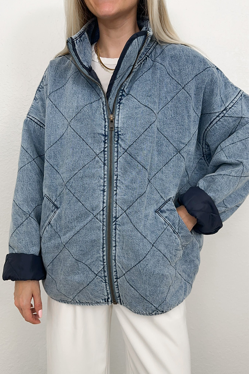 Bohonini Casual Distressed Zipper Collar Blazer Jacket