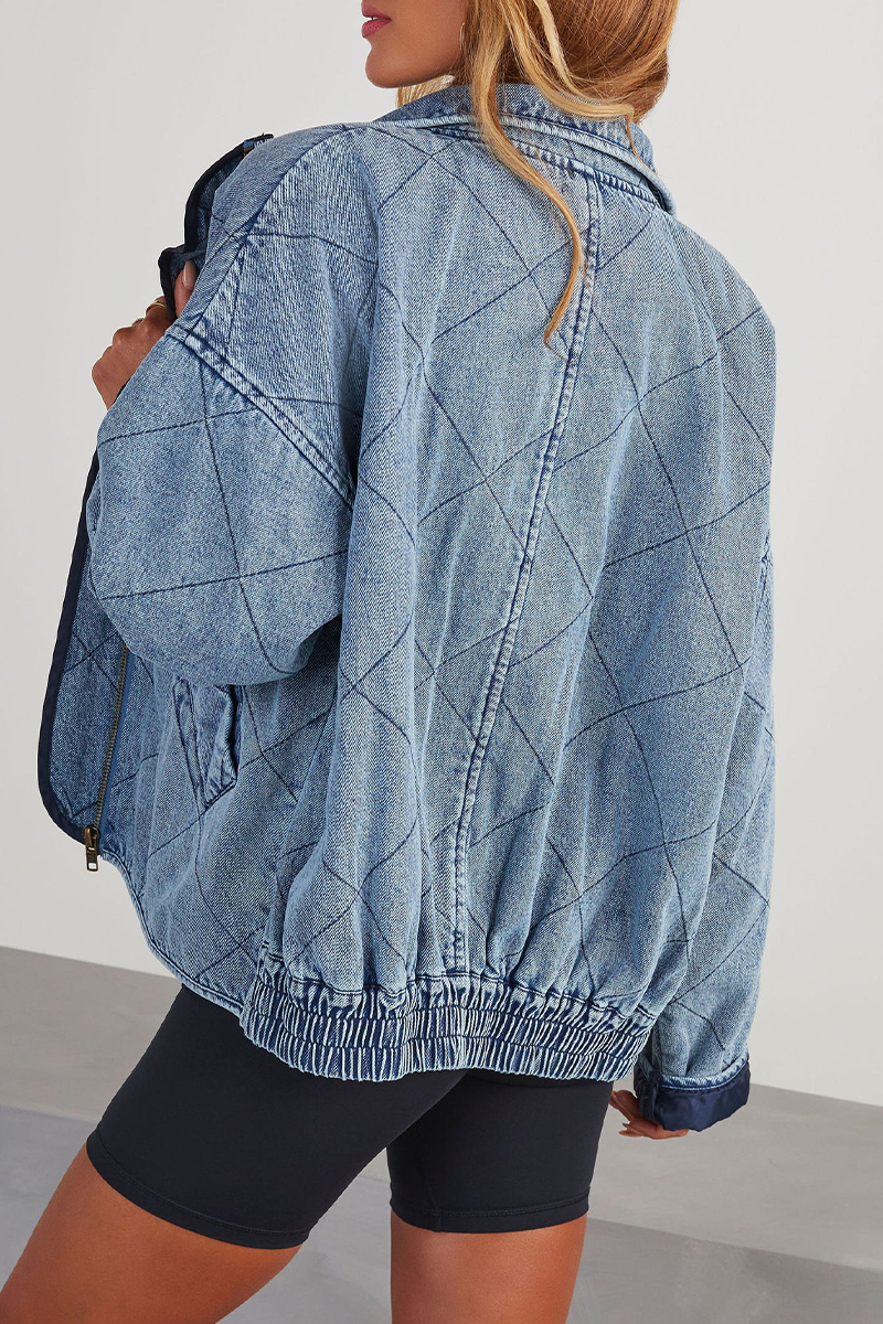 Bohonini Casual Distressed Zipper Collar Blazer Jacket