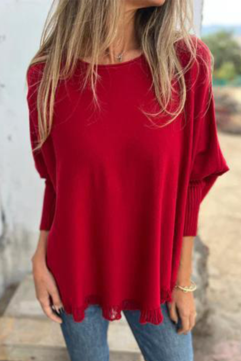 Florcoo Casual Selvedge O Neck Sweater in 8 Colors