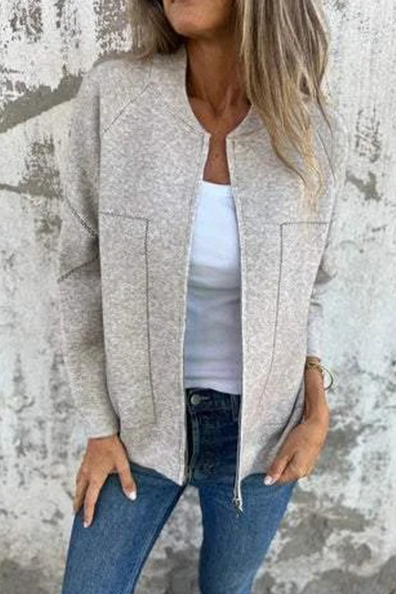 Bohonini Solid Color Zipper Pocket Blazer for Casual Style