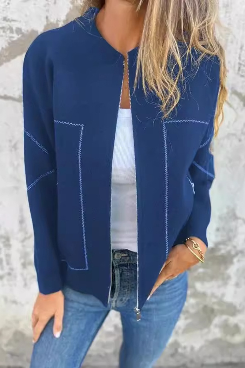 Bohonini Solid Color Zipper Pocket Blazer for Casual Style