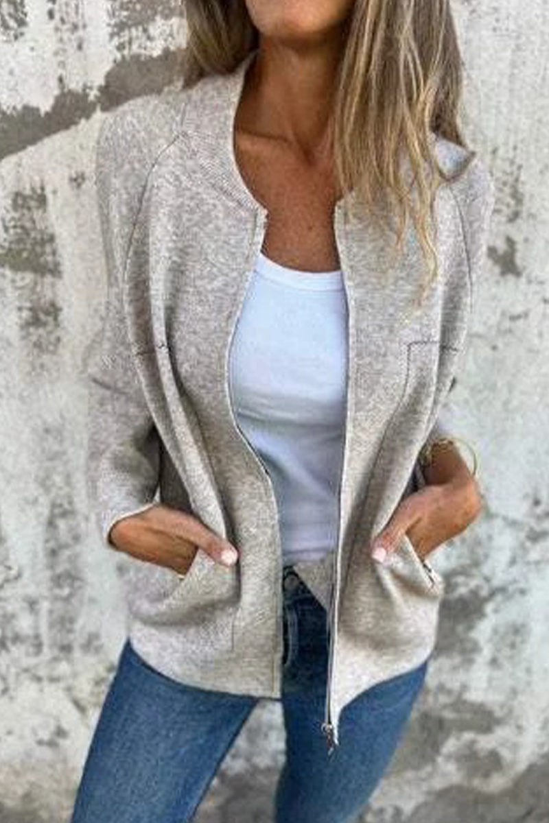 Bohonini Solid Color Zipper Pocket Blazer for Casual Style