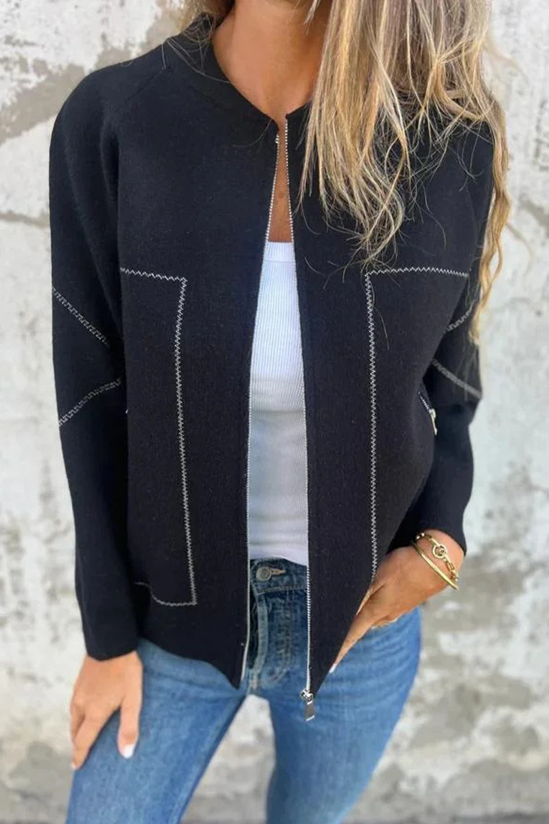 Bohonini Solid Color Zipper Pocket Blazer for Casual Style