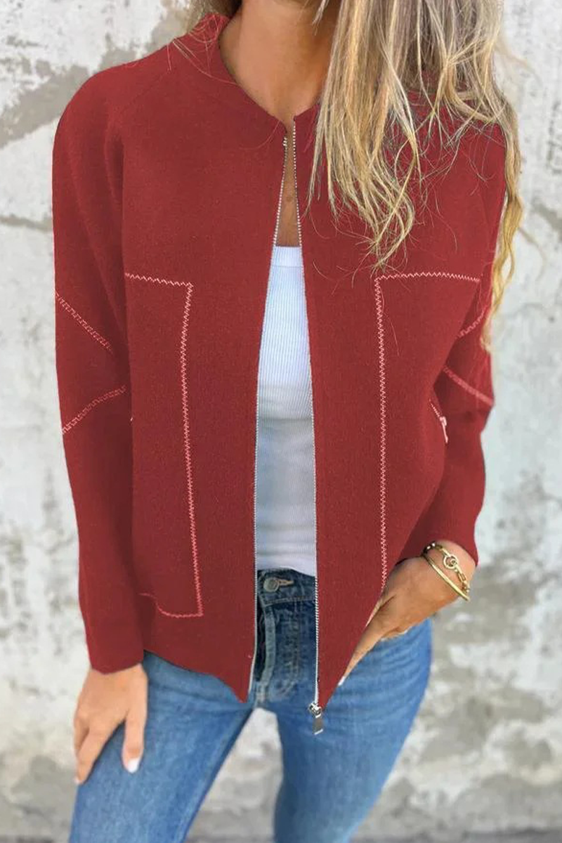 Bohonini Solid Color Zipper Pocket Blazer for Casual Style