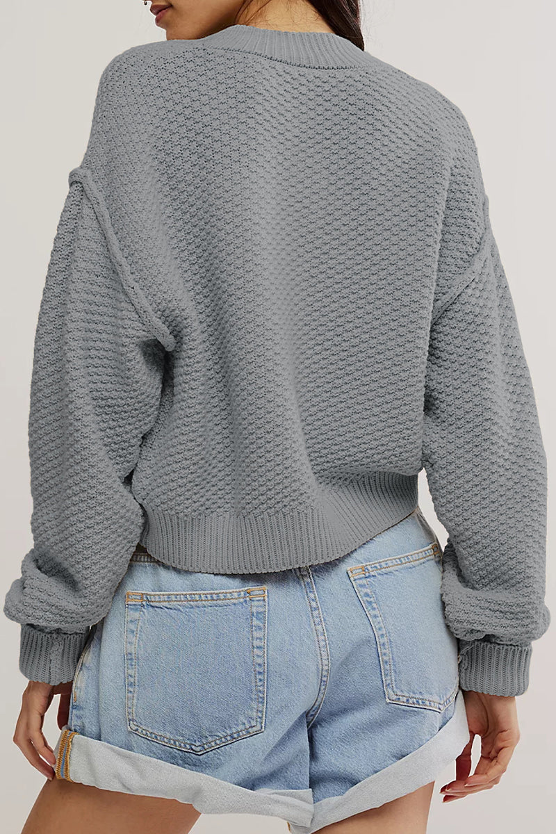 Sophisticated Knitted Jacket with Button Weave Design