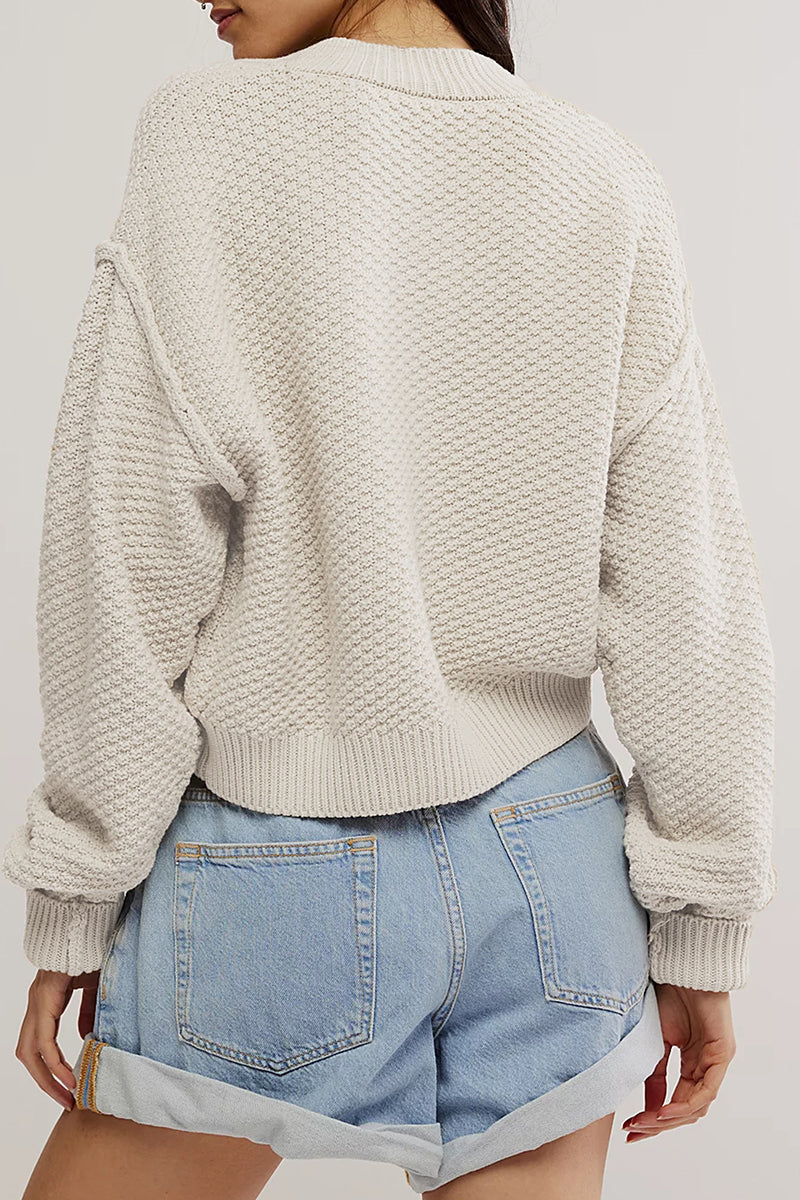 Sophisticated Knitted Jacket with Button Weave Design