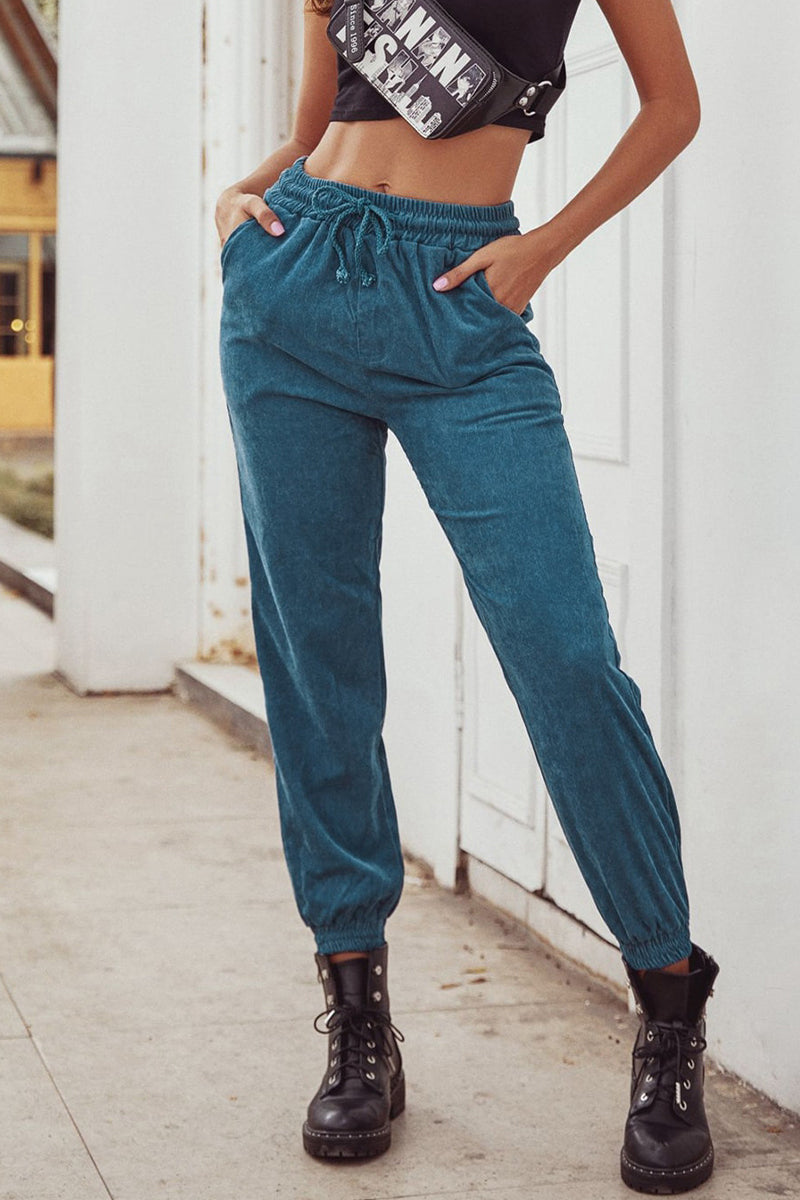 Casual Daily Lace Up Regular High Waist Pencil Solid Color Bottoms - Fashionpara