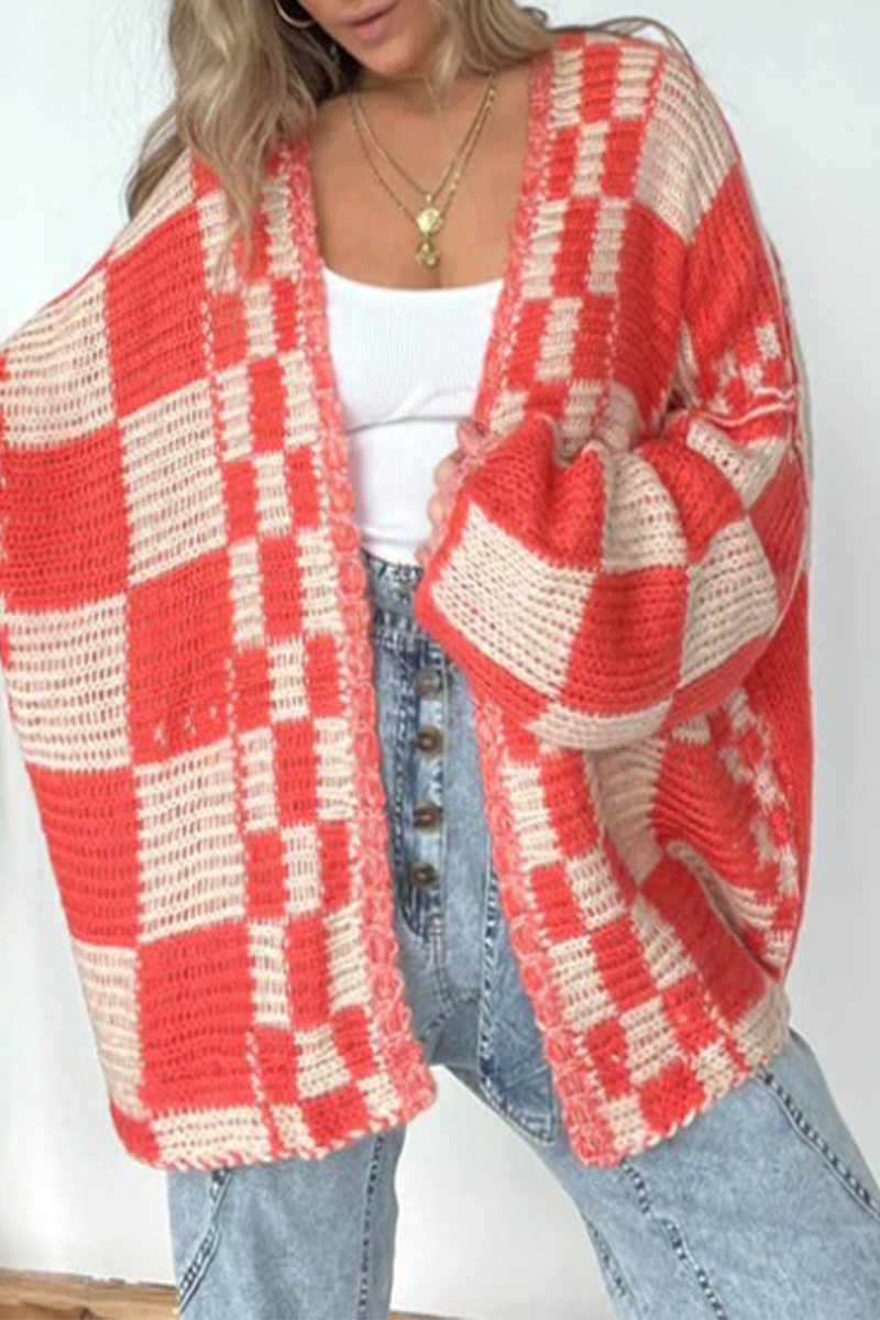 Bohonini Casual Plaid V Neck Knitted Jacket in 3 Colors