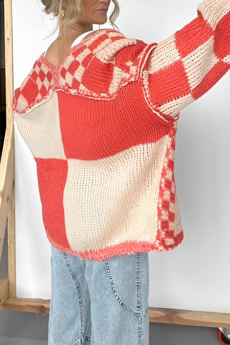 Bohonini Casual Plaid V Neck Knitted Jacket in 3 Colors