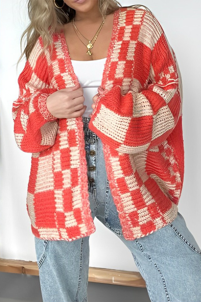 Bohonini Casual Plaid V Neck Knitted Jacket in 3 Colors