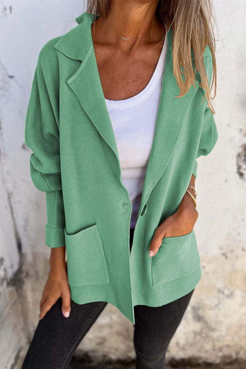 Casual Pocket Turndown Collar Blazer Jacket for Everyday Wear