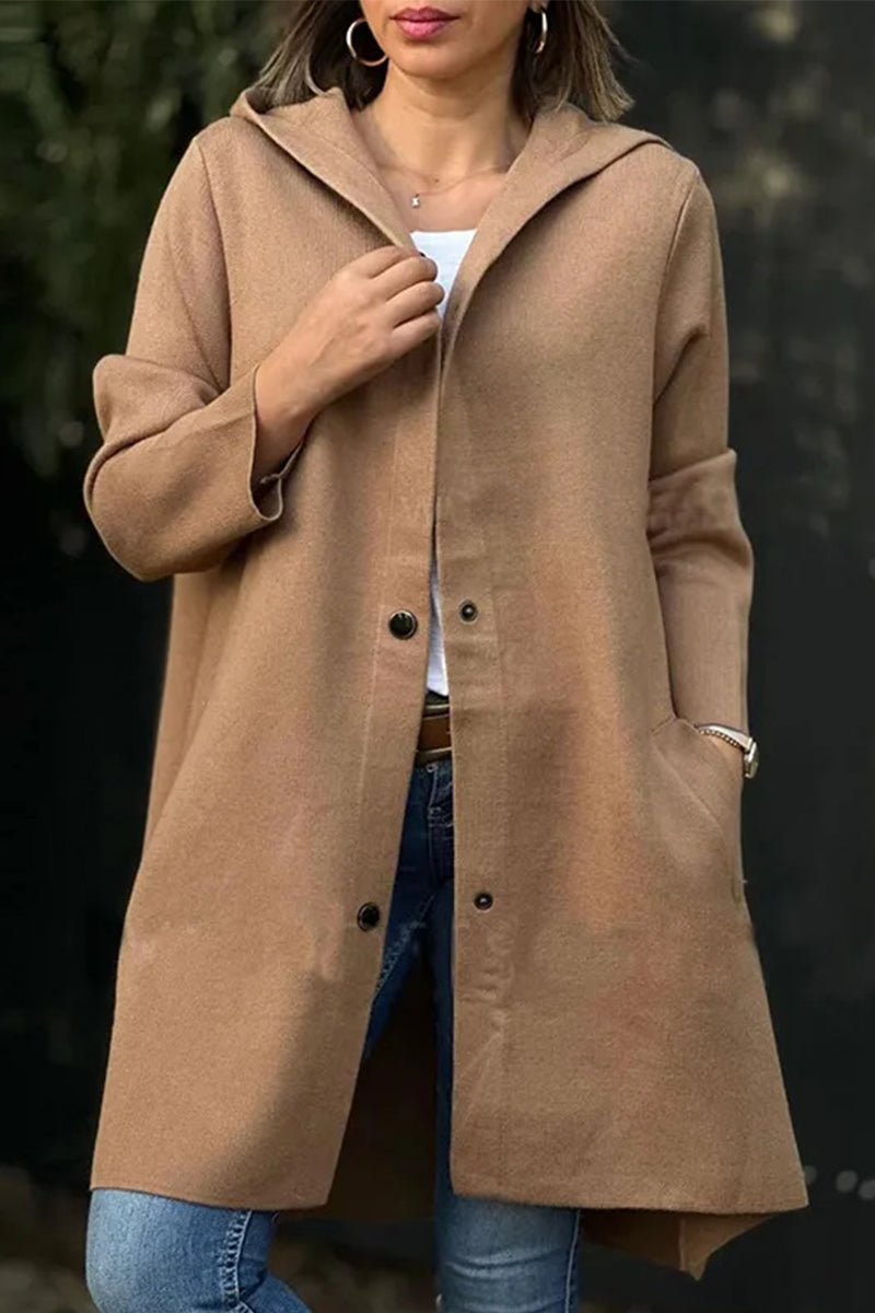 Hooded Casual Daily Outerwear with Pocket Buttons - 8 Colors