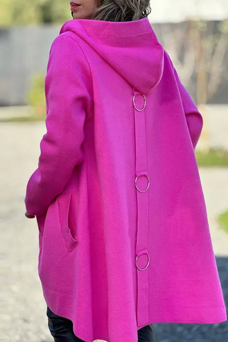 Hooded Casual Daily Outerwear with Pocket Buttons - 8 Colors