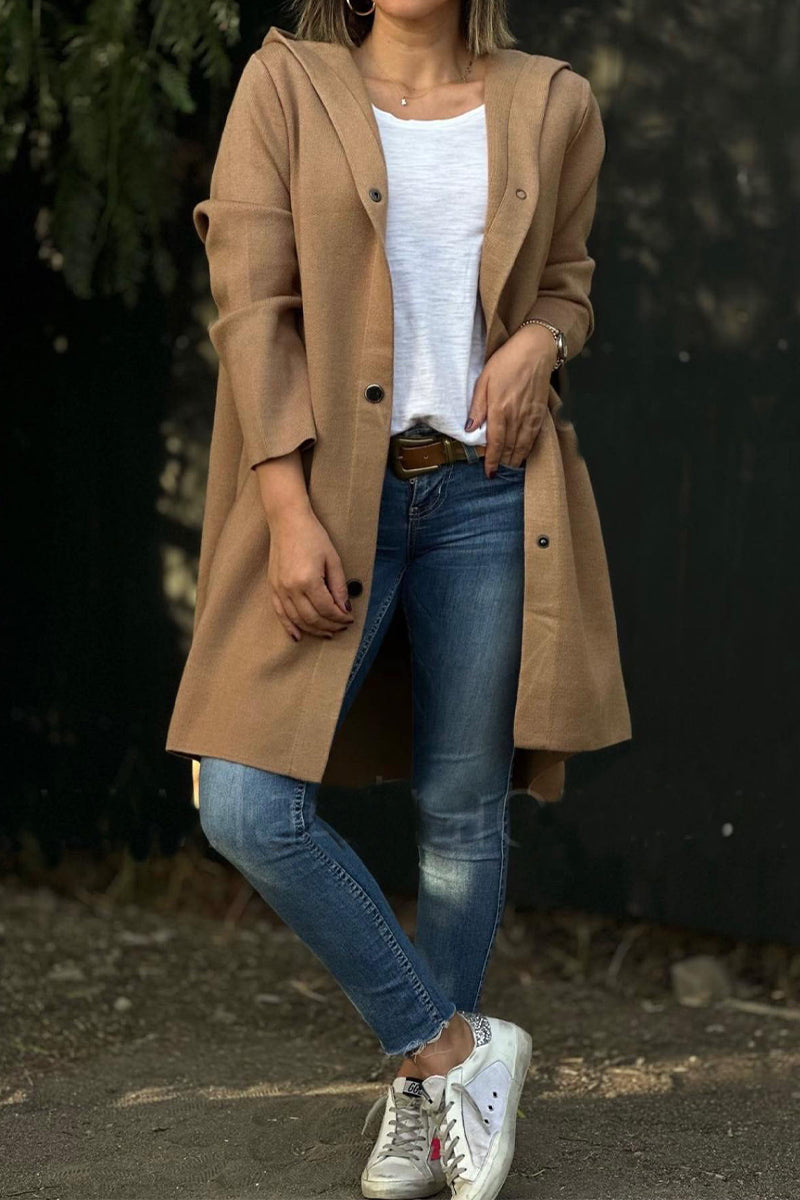 Hooded Casual Daily Outerwear with Pocket Buttons - 8 Colors