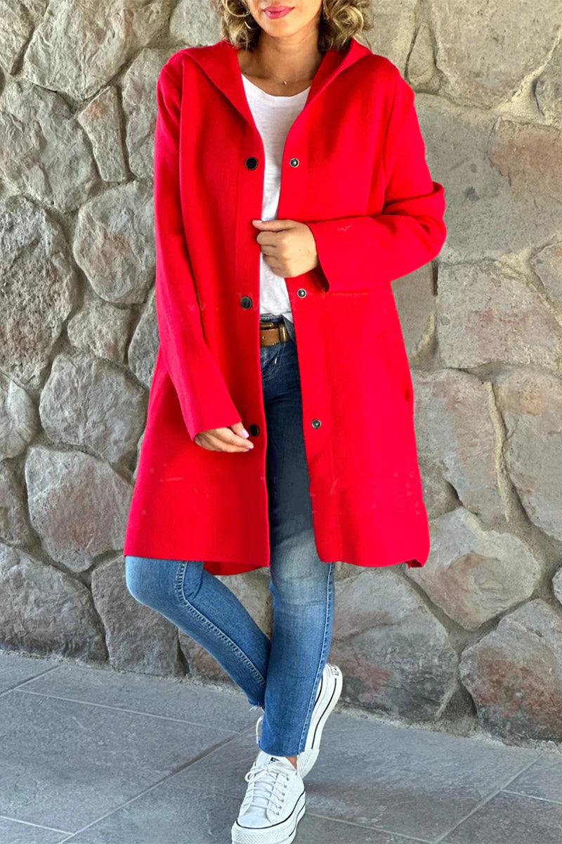 Hooded Casual Daily Outerwear with Pocket Buttons - 8 Colors