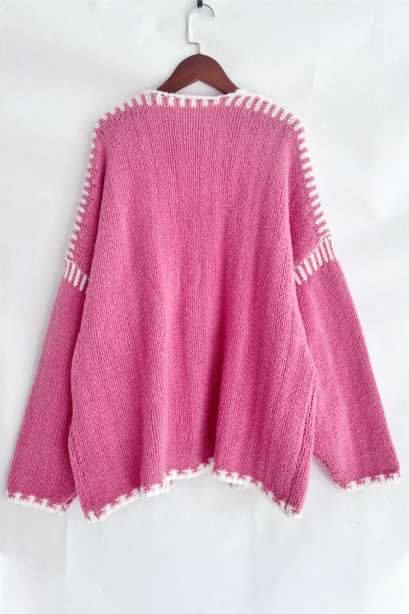 Bohonini Casual Knit Jacket with Color Contrast Design