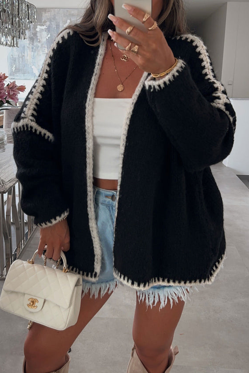 Bohonini Casual Knit Jacket with Color Contrast Design