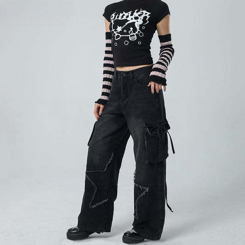 Vintage Y2K Bandage Pockets Cargo Baggy Pant