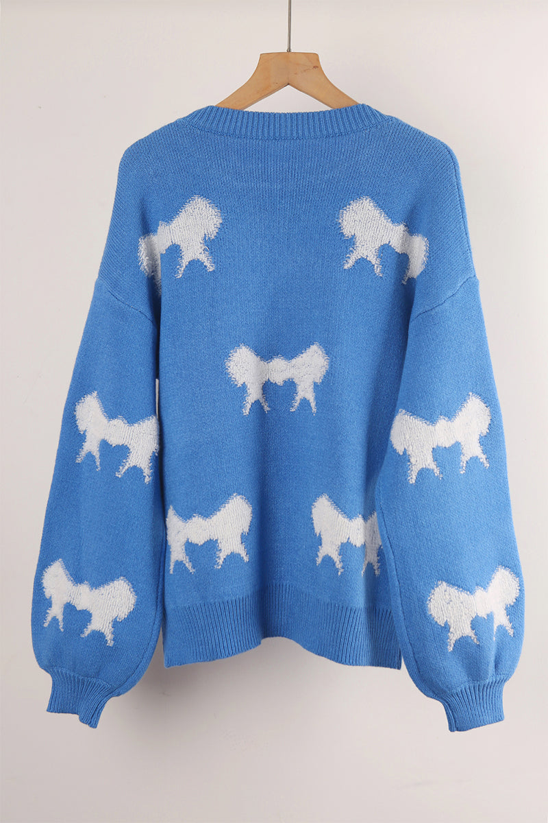 Flornana Casual Bow Weave O Neck Sweater in 4 Colors