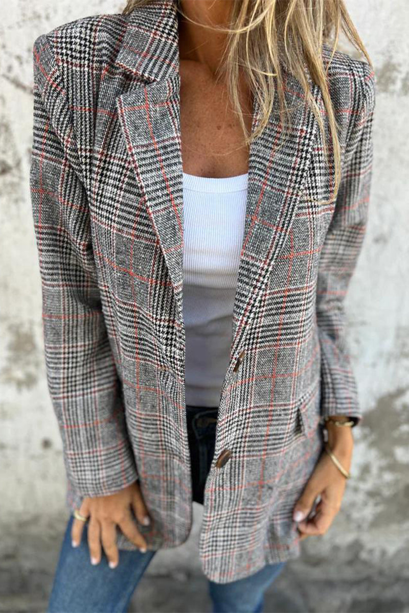 Bohonini Casual Plaid Contrast Collar Suit Jacket for Style