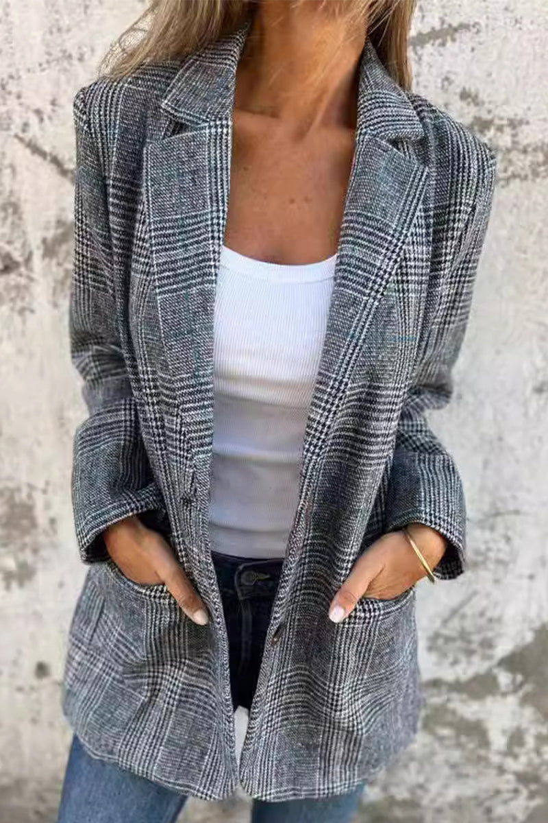 Bohonini Casual Plaid Contrast Collar Suit Jacket for Style