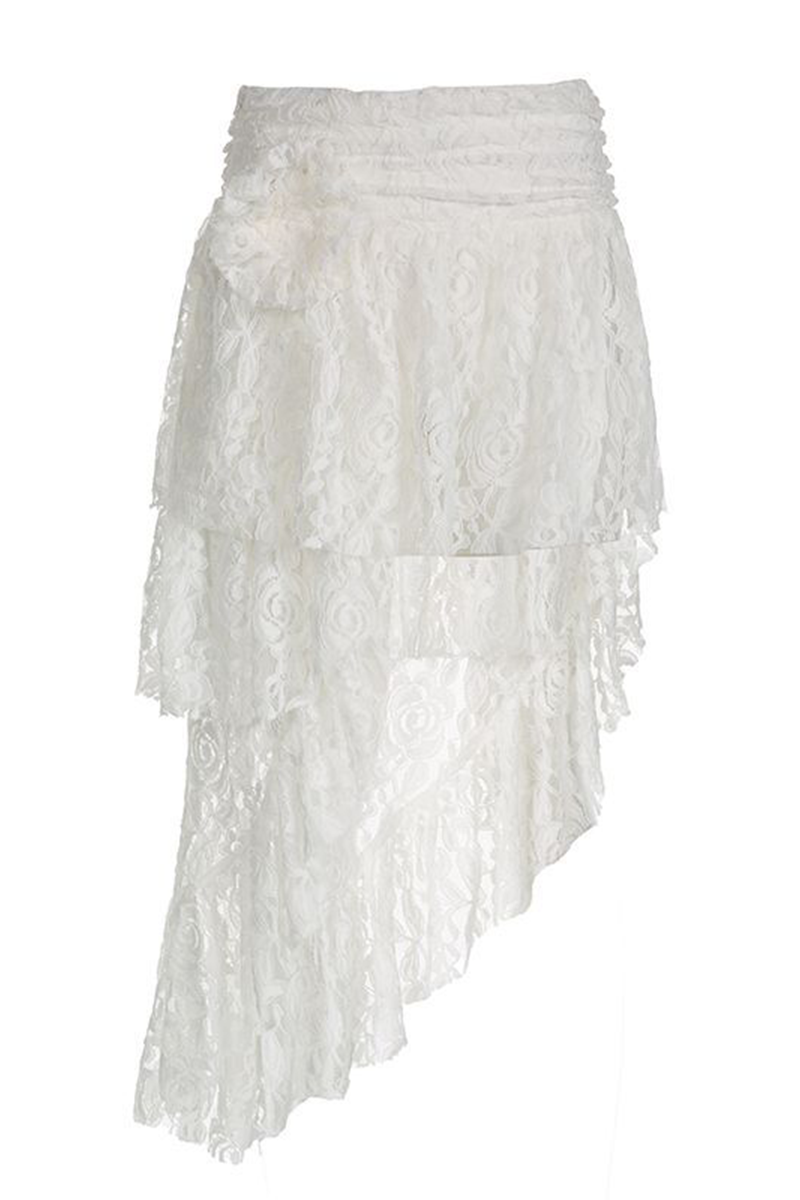 Casual Street Lace Irregular High Waist Bottoms - Fashionpara