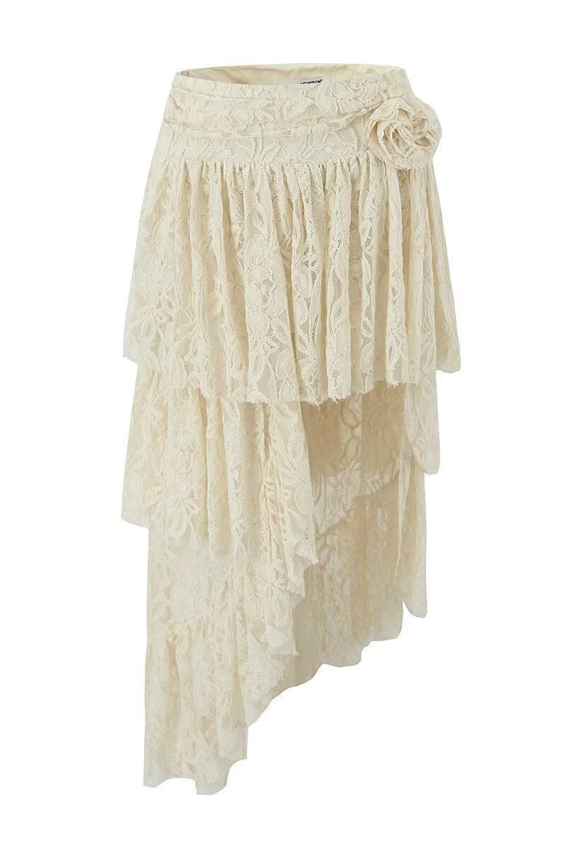 Casual Street Lace Irregular High Waist Bottoms - Fashionpara