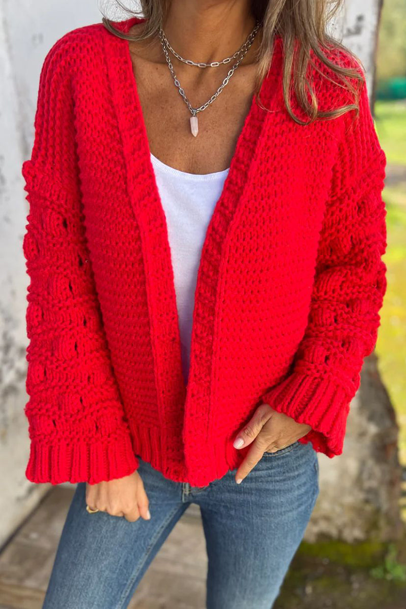 Versatile V Neck Knitted Jacket in Solid Colors for All Occasions