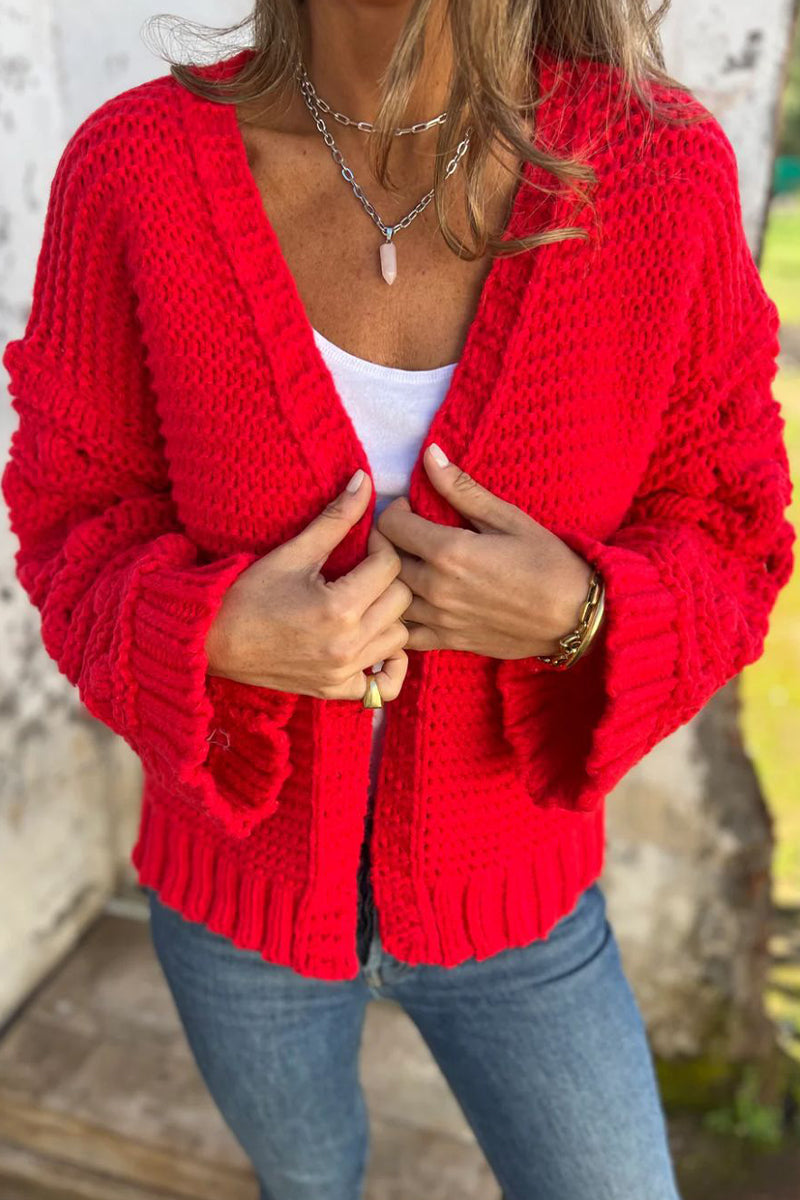 Versatile V Neck Knitted Jacket in Solid Colors for All Occasions