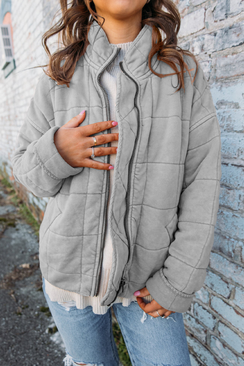 Casual Patchwork Zipper Jacket with Mandarin Collar - 8 Colors