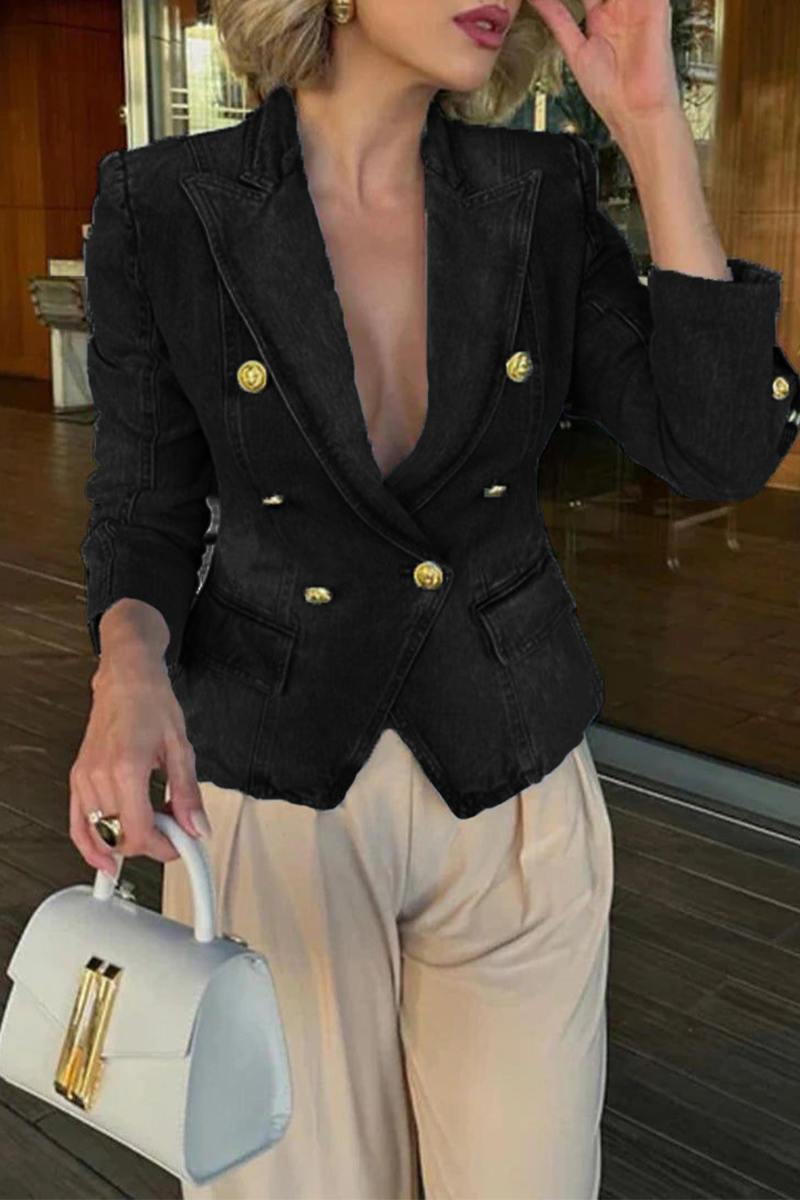 Bohonini Casual Distressed Denim Jacket with Turn-back Collar