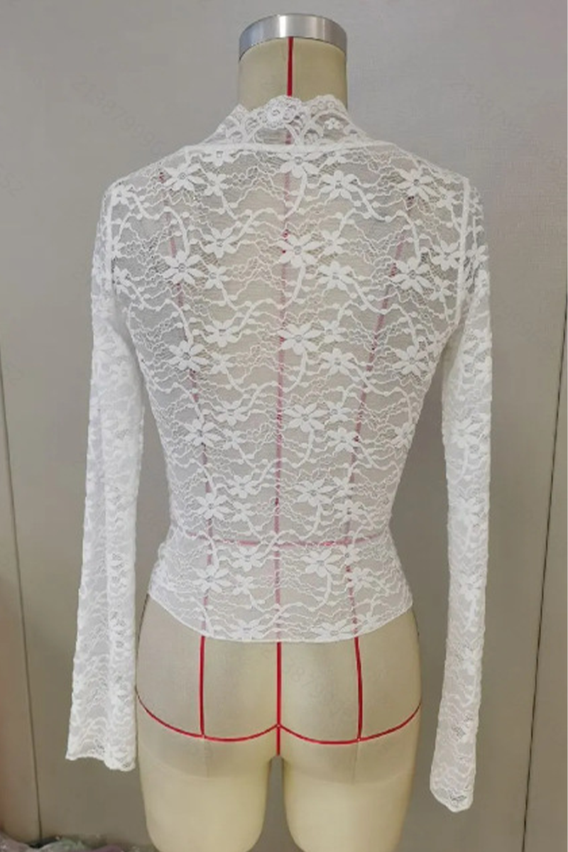 Sexy Solid Color Lace V Neck Tops(4 Colors) - Fashionpara