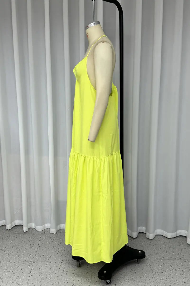 Sexy Vacation Patchwork Backless V Neck Sling Dresses  Fashionpara