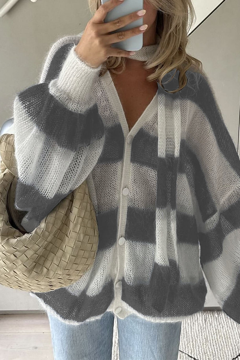 Bohonini Casual Stripe V-Neck Cardigans in 4 Stylish Colors