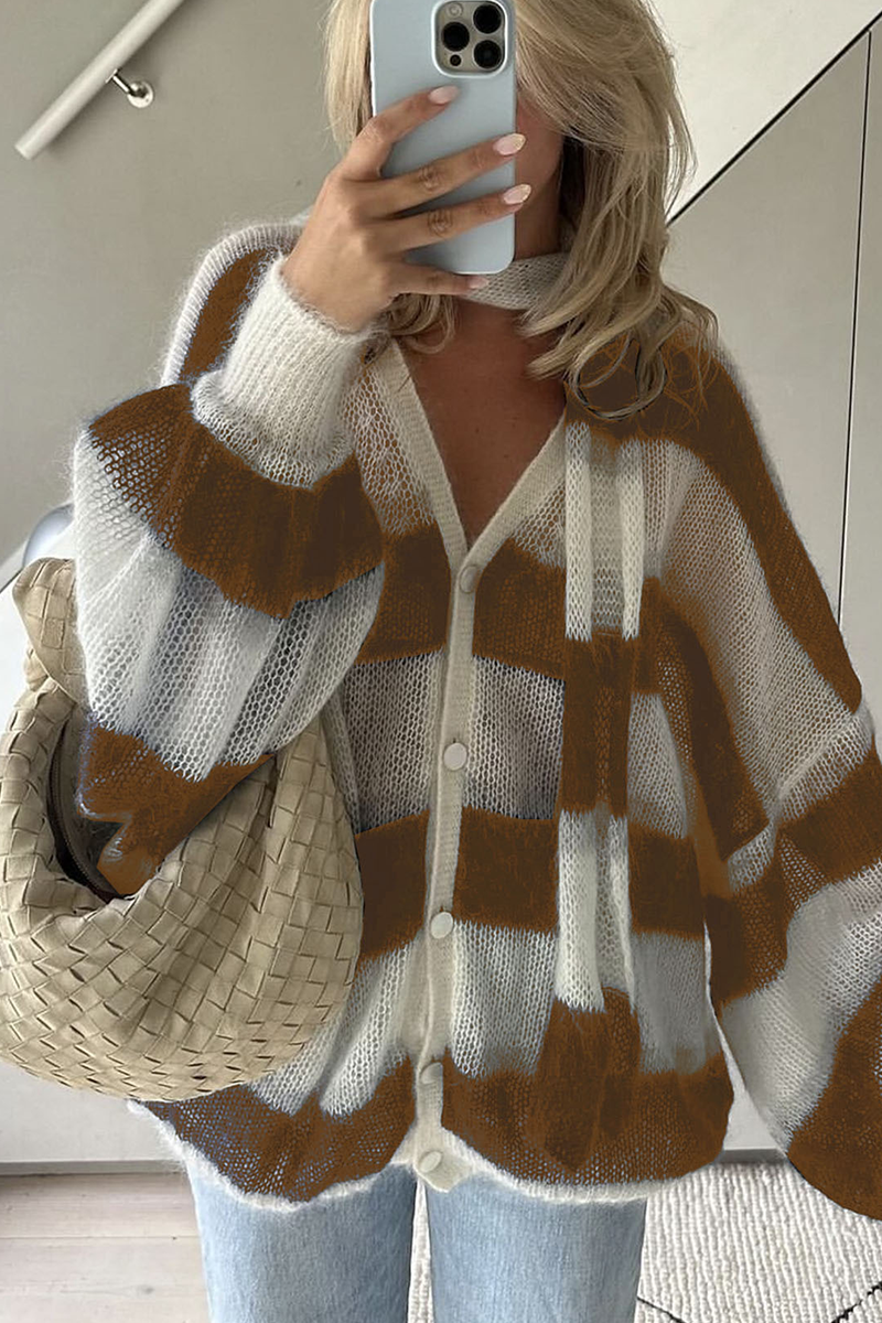 Bohonini Casual Stripe V-Neck Cardigans in 4 Stylish Colors