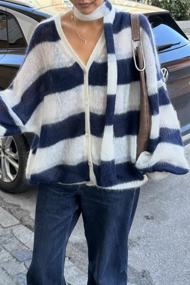 Bohonini Casual Stripe V-Neck Cardigans in 4 Stylish Colors