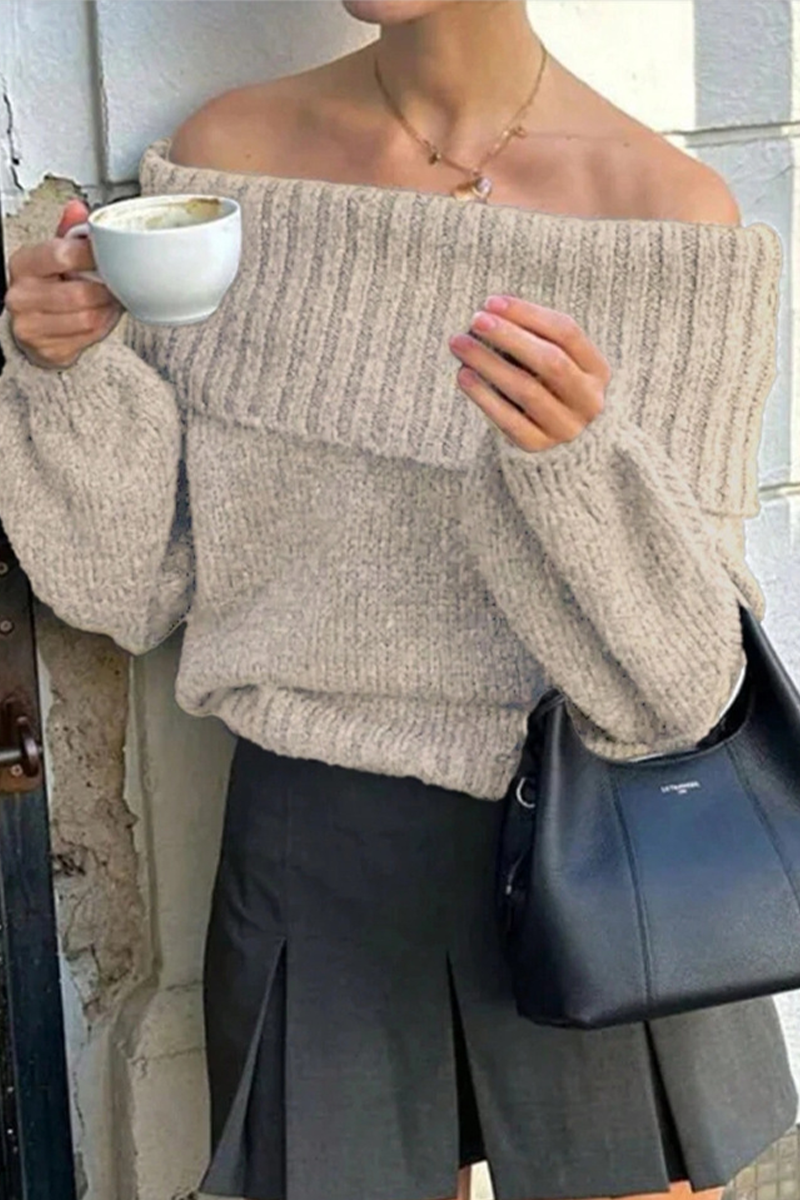 Flornana Off Shoulder Weave Sweater for Effortless Style