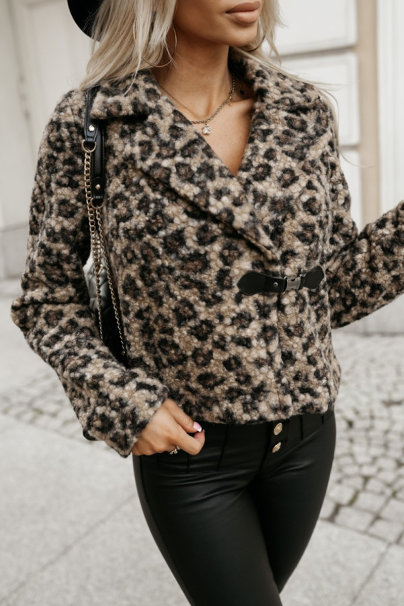 Zebra Print Contrast Collar Fluffy Casual Outerwear Jacket