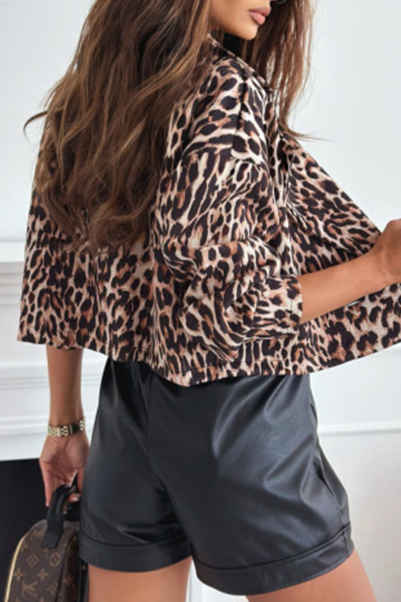 Zebra Print Contrast Blazer with Turn-back Collar - Chic Style
