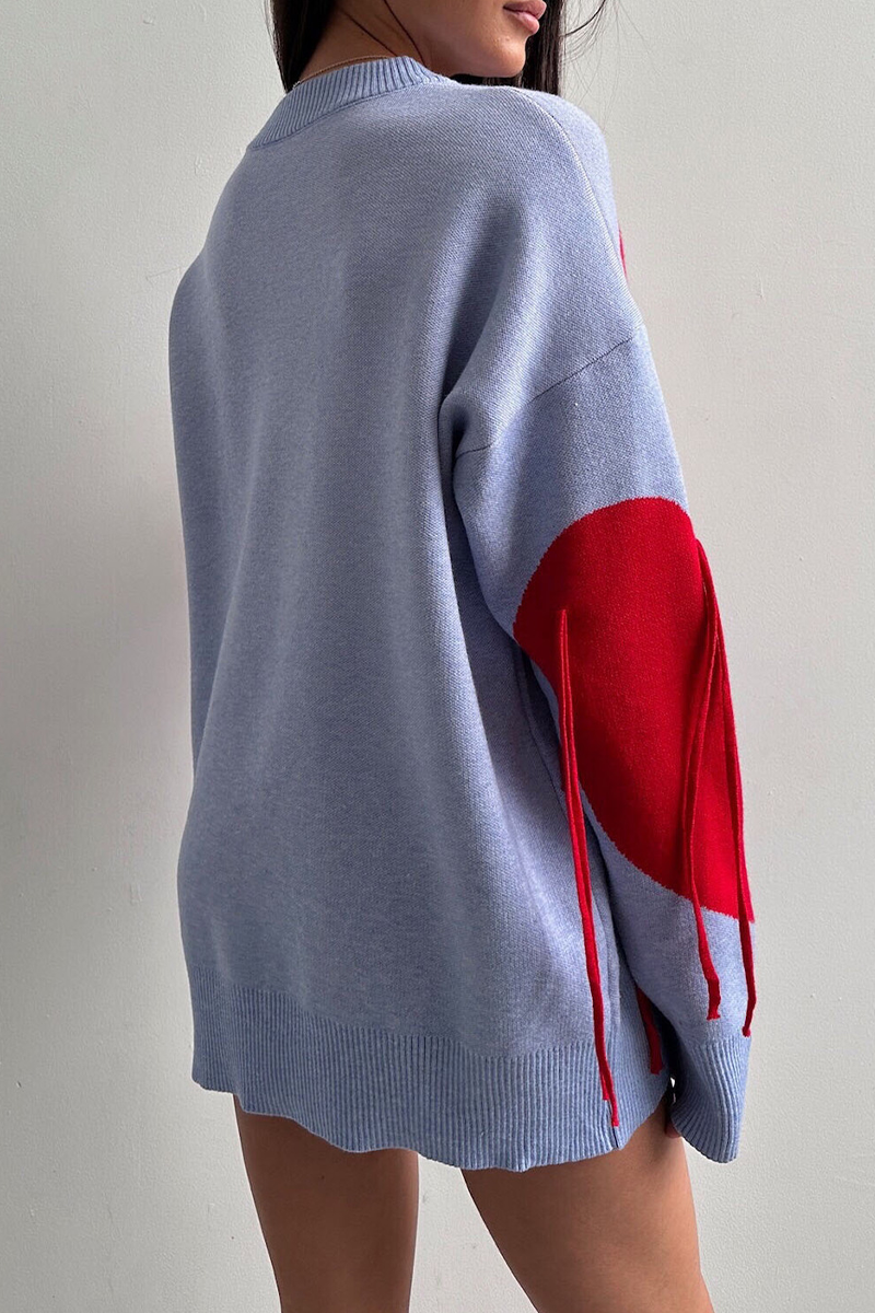 Florcoo Heart Shaped Fringed Trim Sweater in 5 Colors