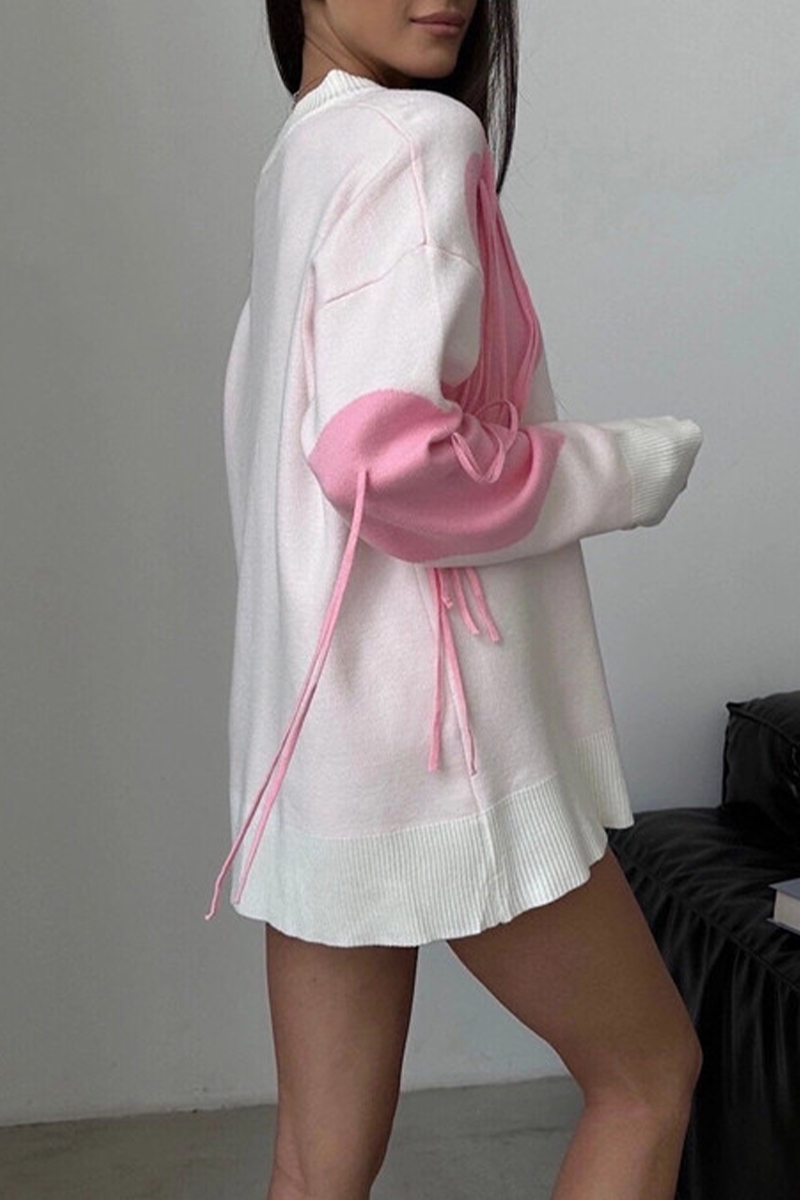 Florcoo Heart Shaped Fringed Trim Sweater in 5 Colors