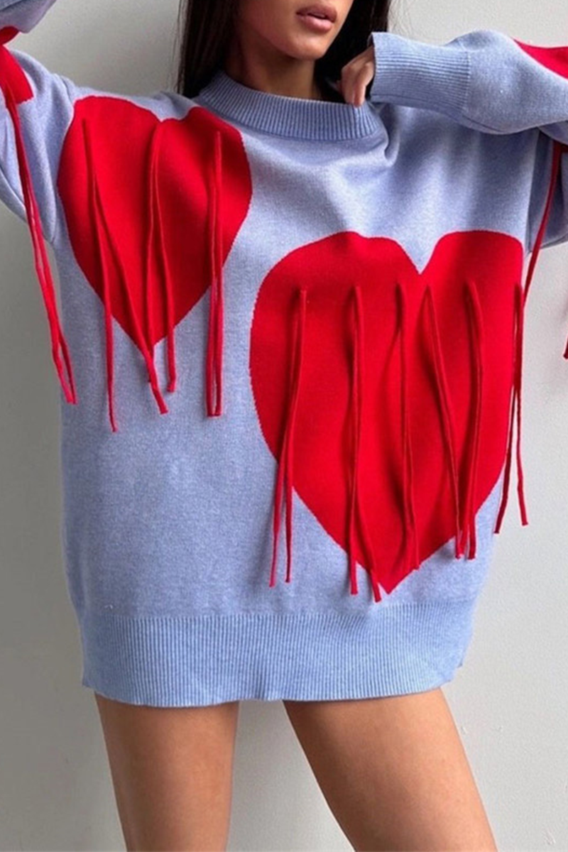 Florcoo Heart Shaped Fringed Trim Sweater in 5 Colors