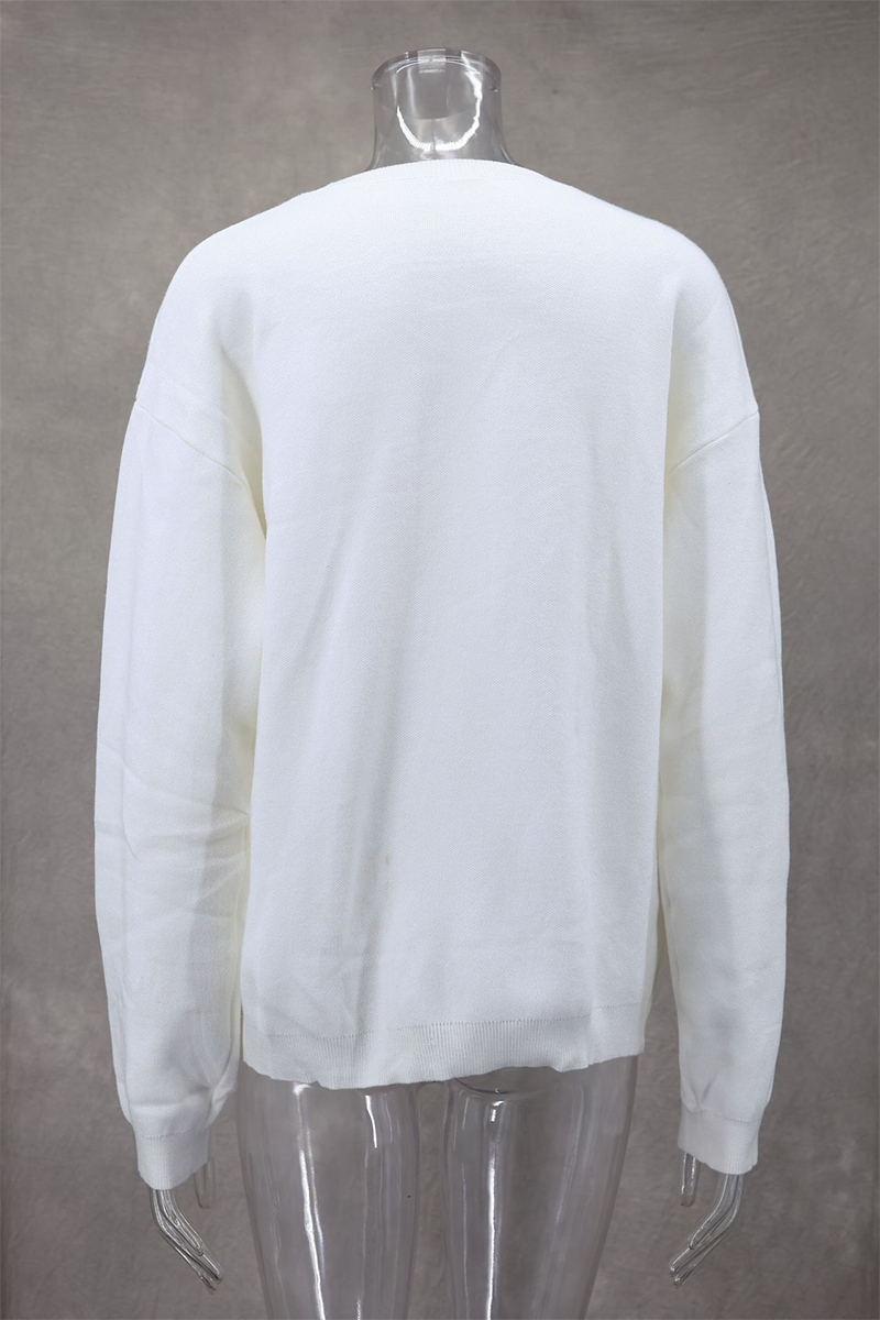 Florcoo Heart Shaped Patchwork O Neck Sweater for Casual Style