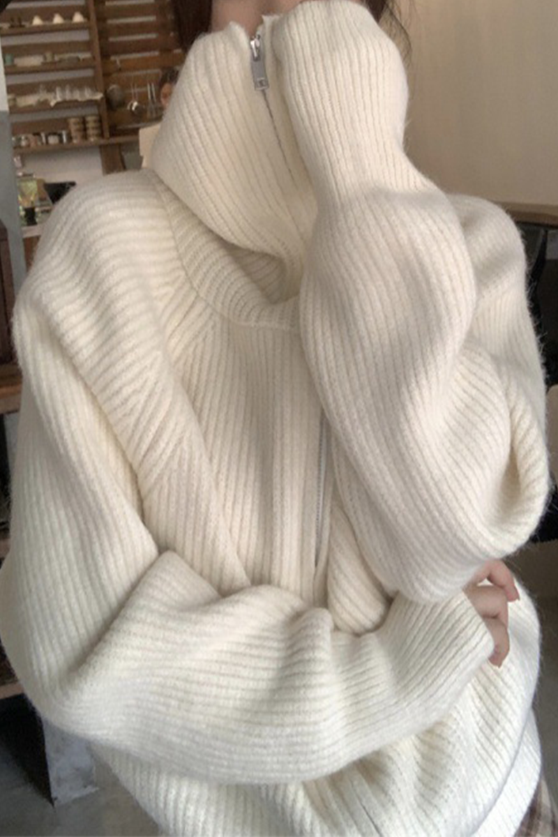 Stylish Zipper Turndown Collar Cardigans in 7 Colors